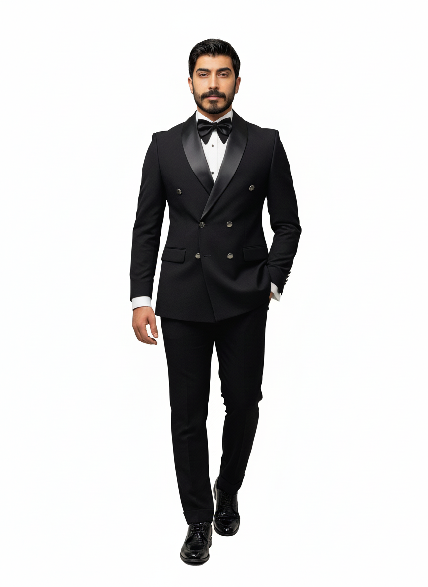 Classic Double-Breasted Black Tuxedo