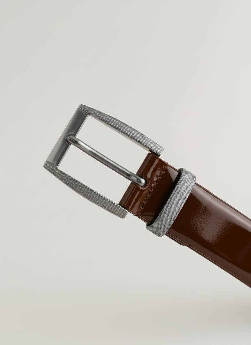 Brown Patent Leather Formal Belt