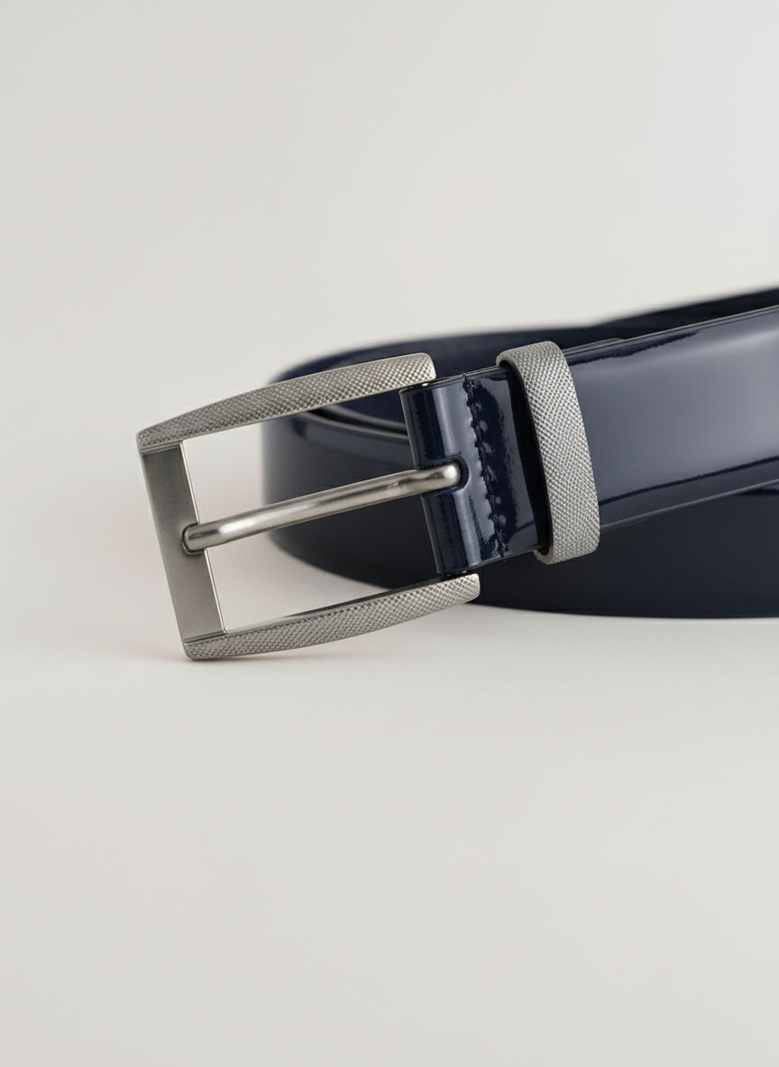 Navy Patent Leather Formal Belt