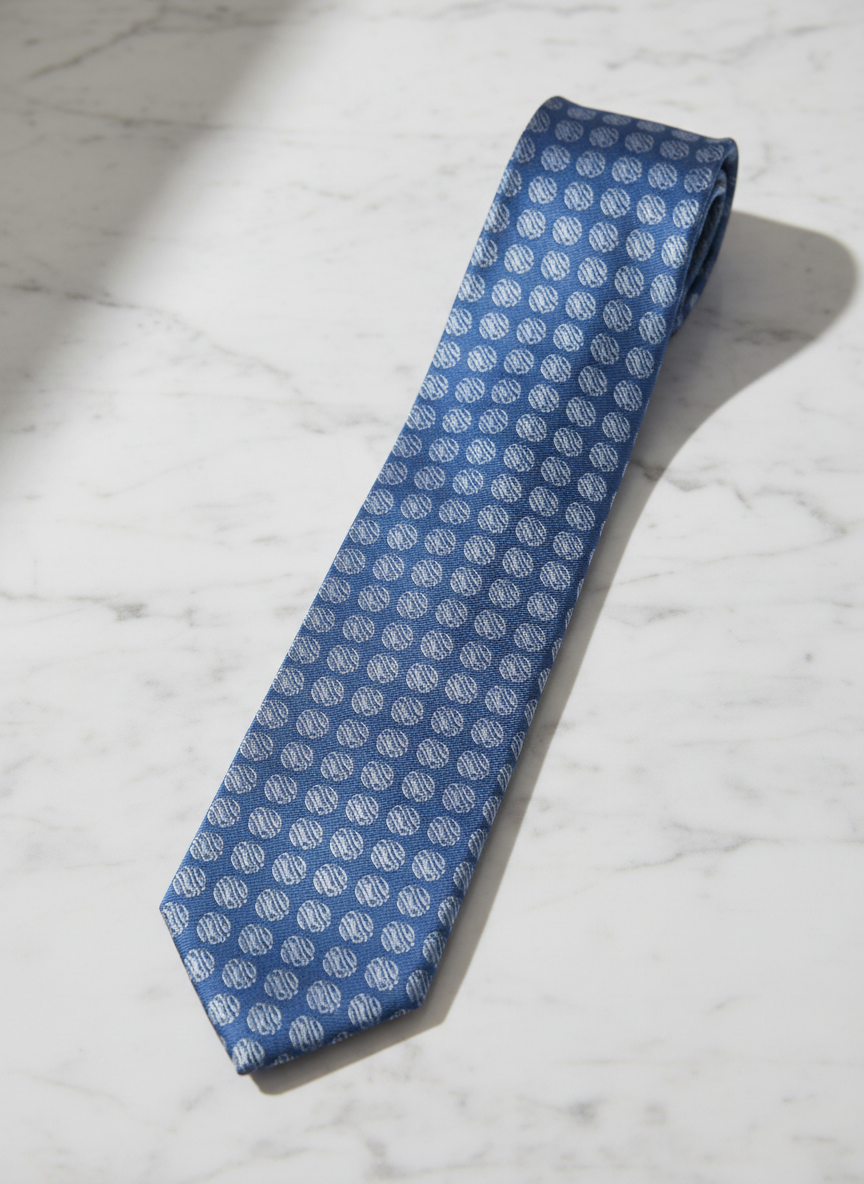 Blue Polka Dot Silk Tie