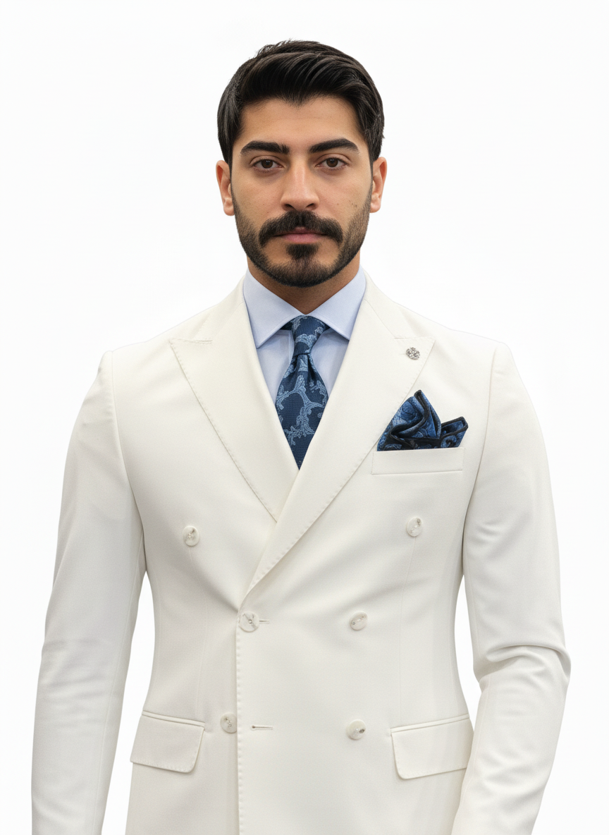 White Double-Breasted Suit