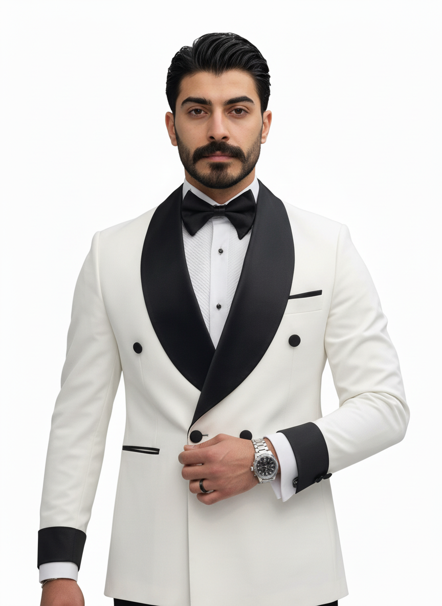 White Double-Breasted Tuxedo
