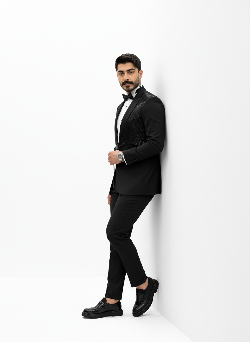 Black & Suede 3 Piece suit
