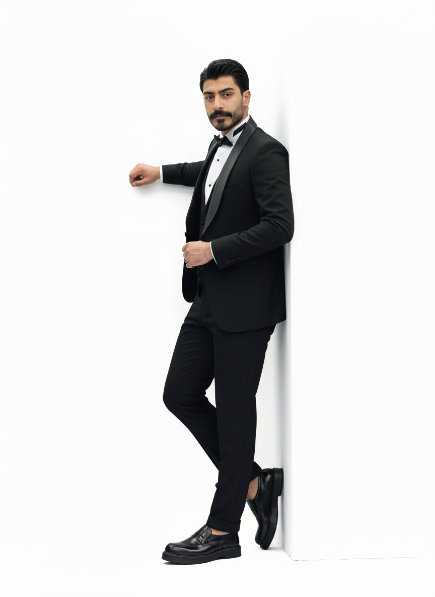 Classic Black 3-Piece Shawl Lapel Tuxedo