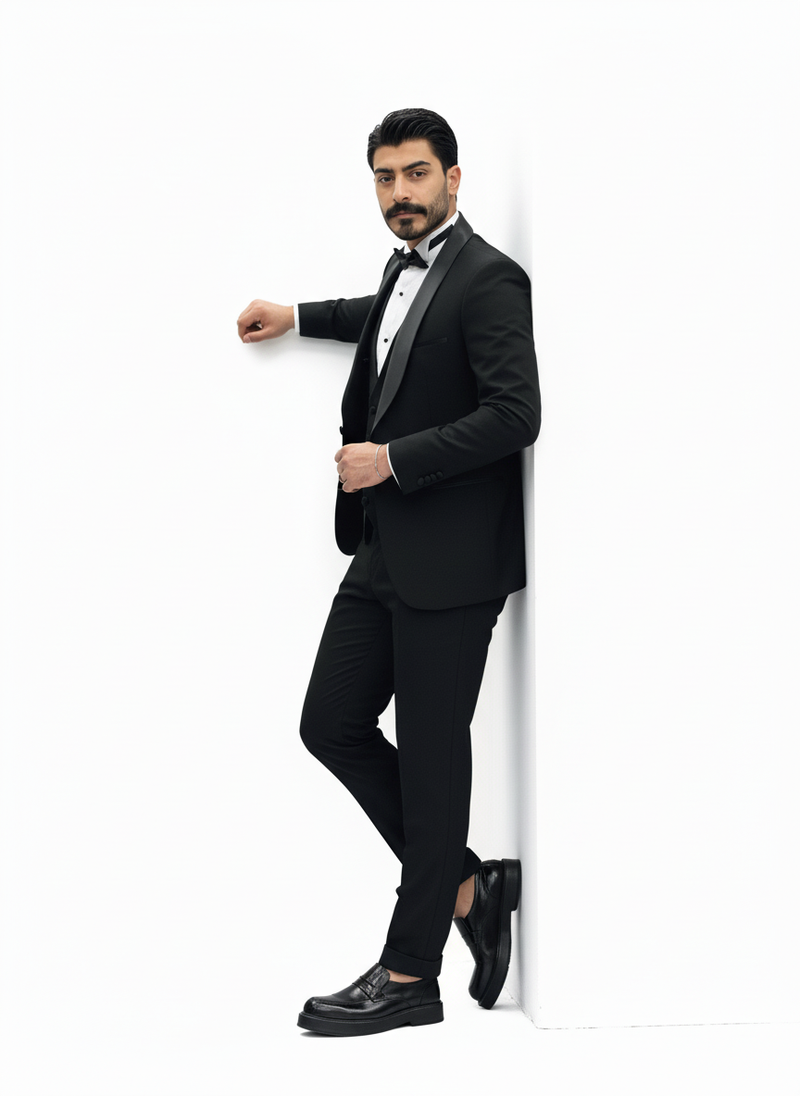 Classic Black 3-Piece Shawl Lapel Tuxedo