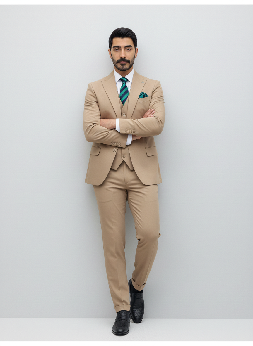 Beige 3-Piece Formal Suit