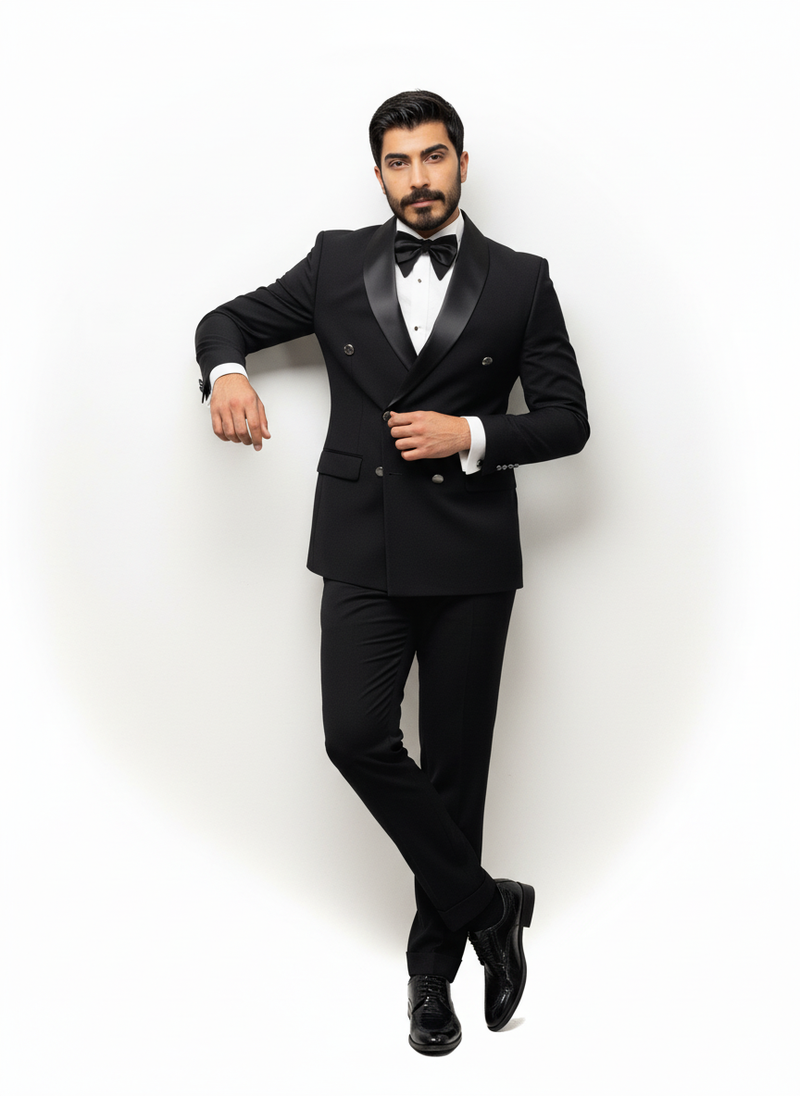 Classic Double-Breasted Black Tuxedo