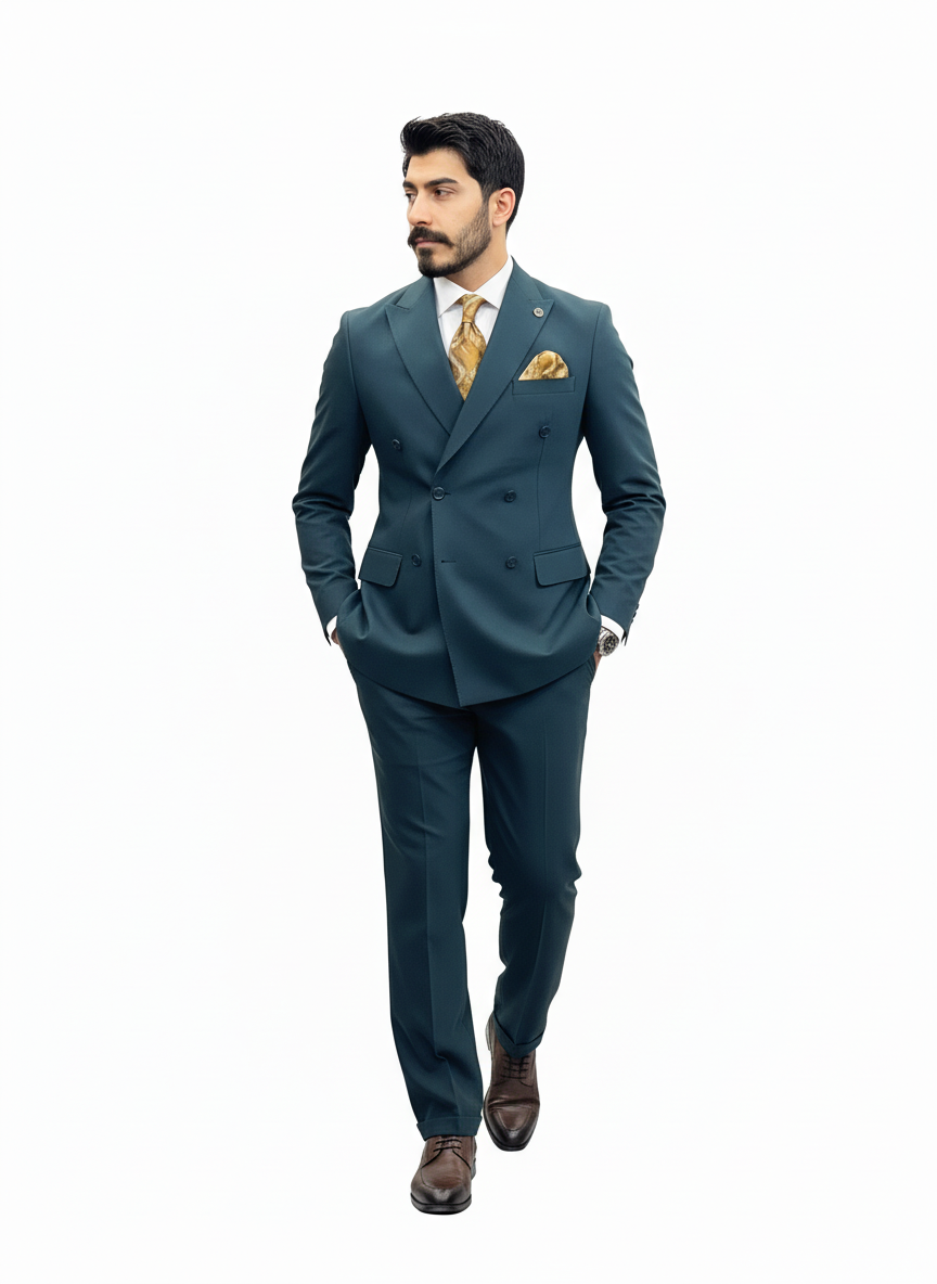 Green Double-Breasted Suit