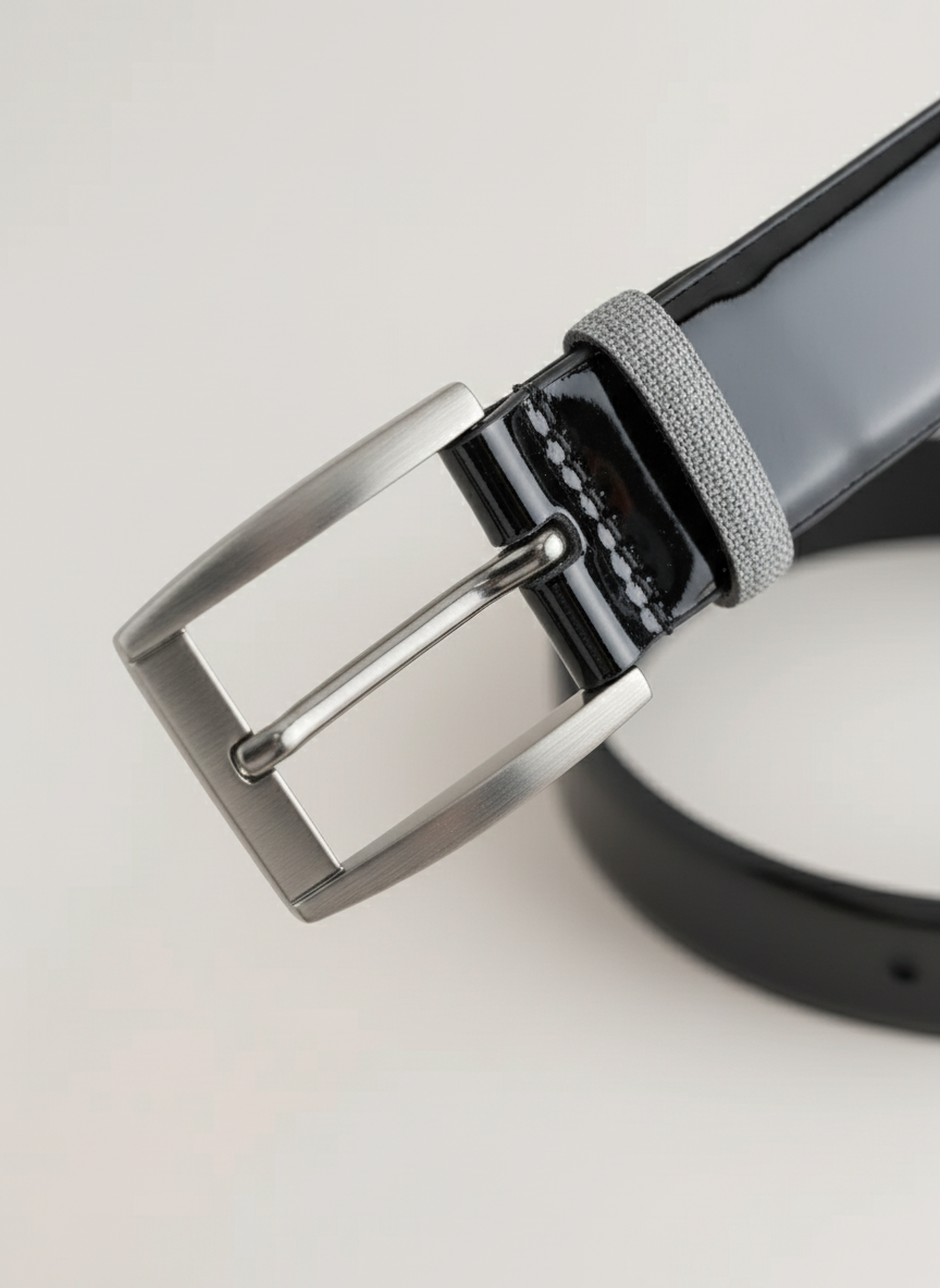 Black Patent Leather Formal Belt