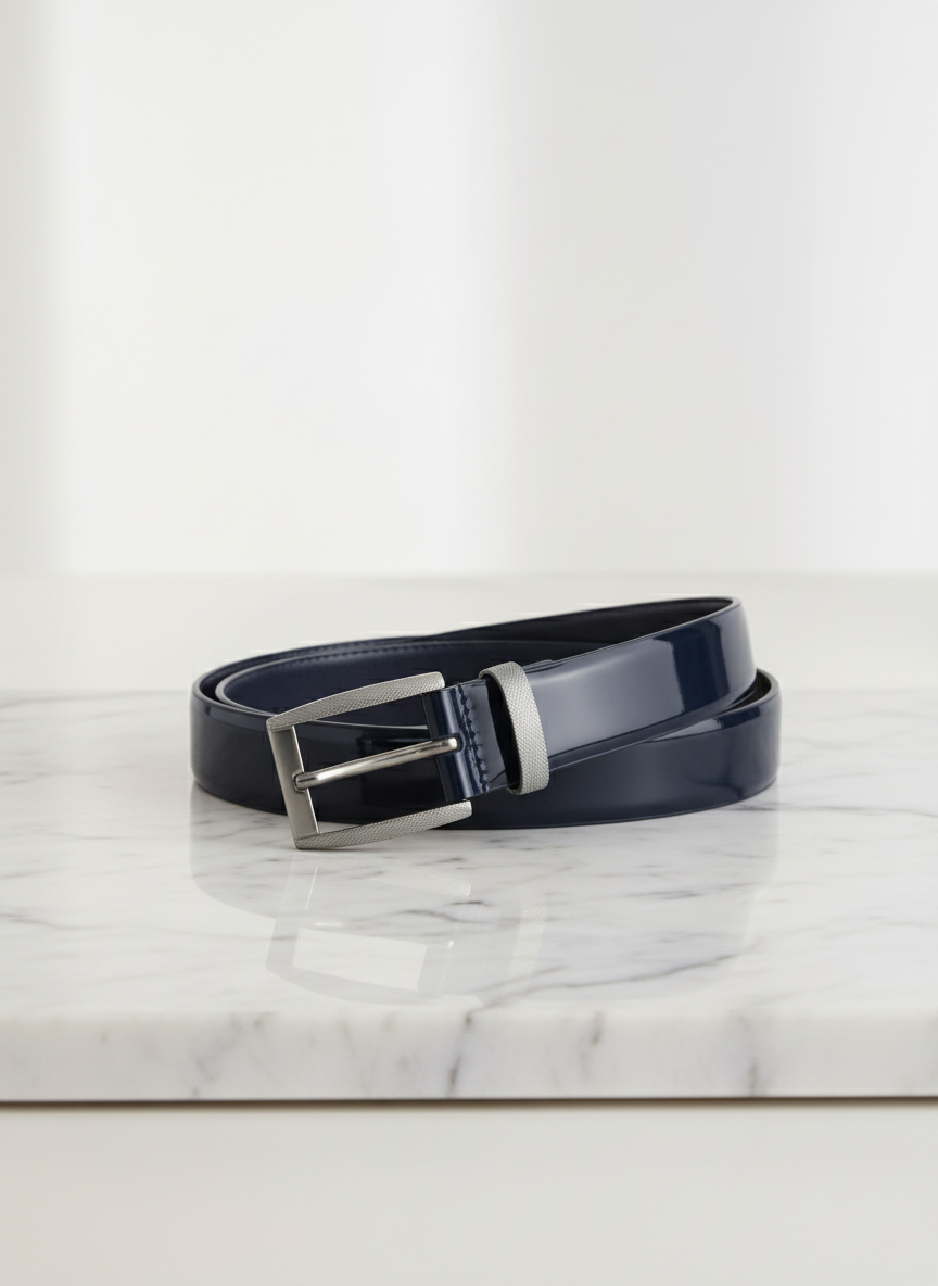 Navy Patent Leather Formal Belt