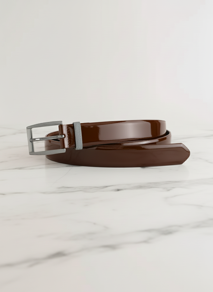 Brown Patent Leather Formal Belt