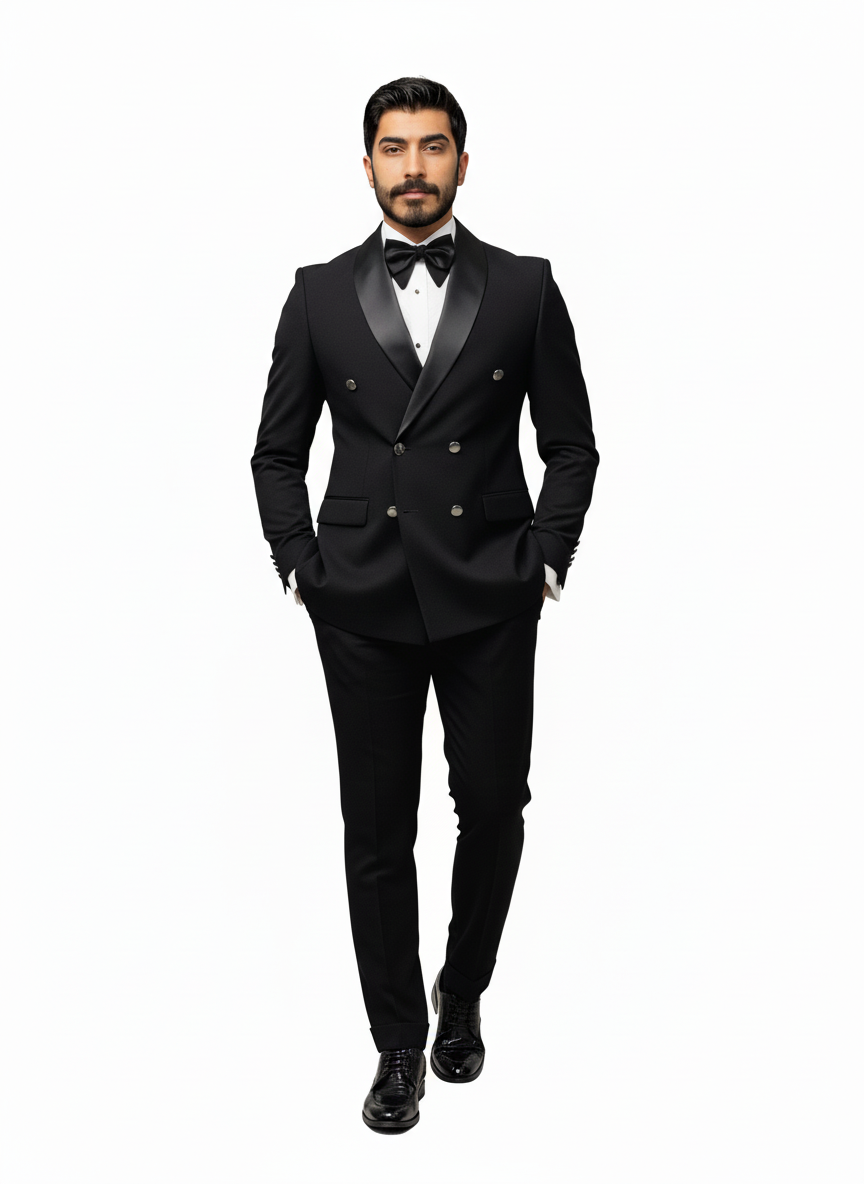Classic Double-Breasted Black Tuxedo