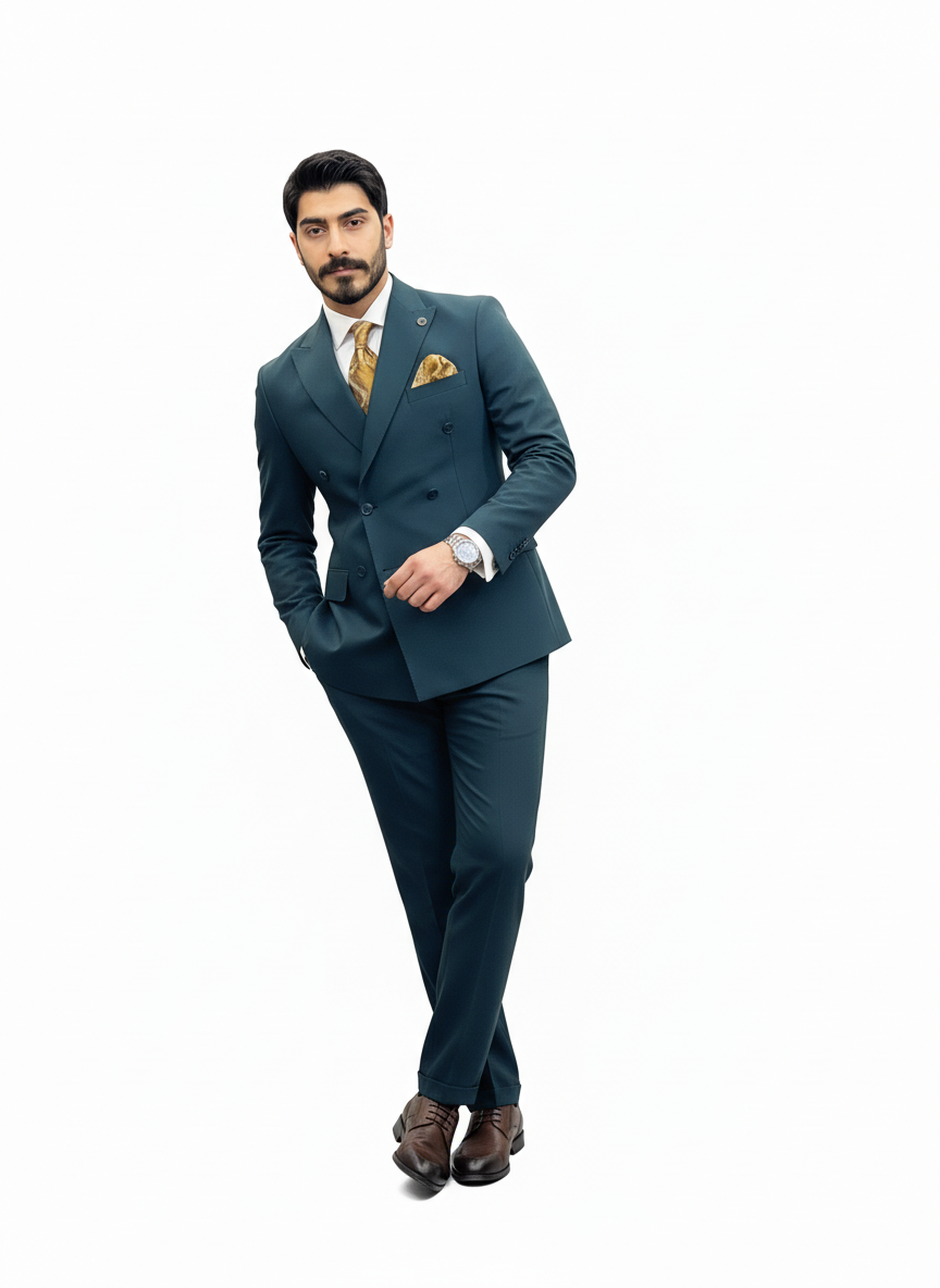 Green Double-Breasted Suit