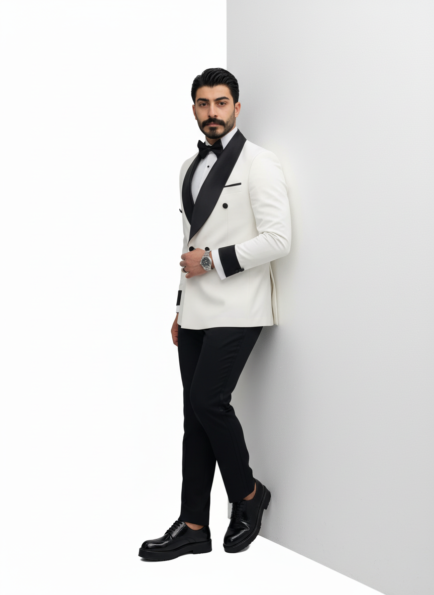 White Double-Breasted Tuxedo