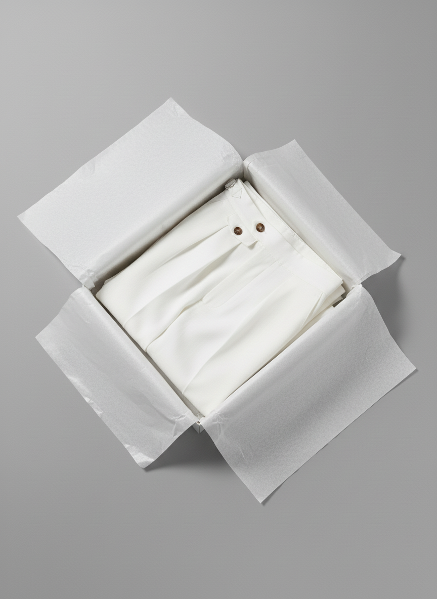 White Pleated Trousers with Side Tab