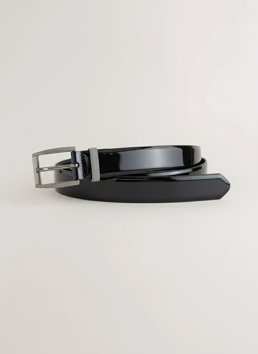 Black Patent Leather Formal Belt