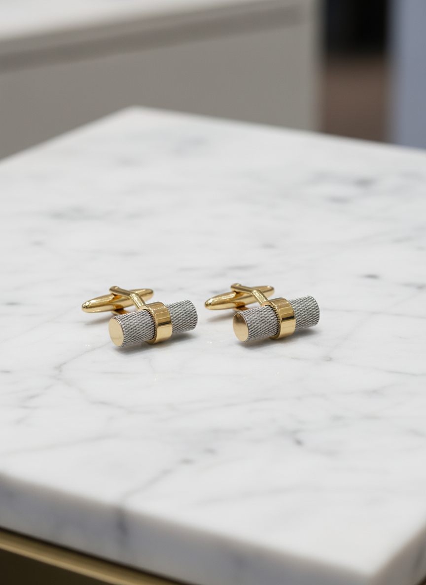Aureus Two-Tone Barrel Cufflinks