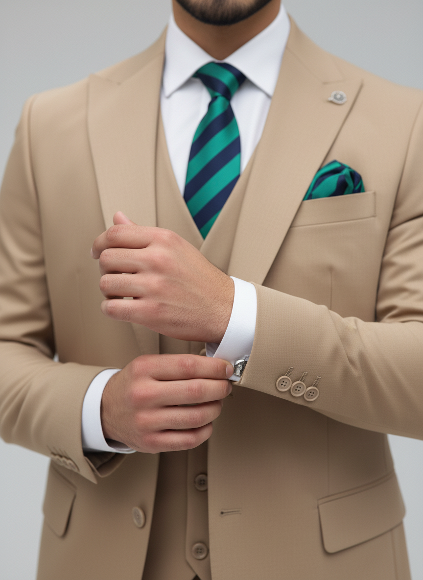 Beige 3-Piece Formal Suit