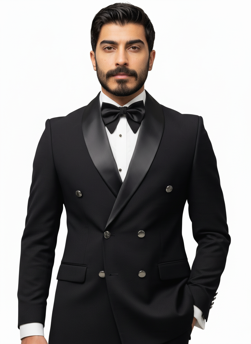 Classic Double-Breasted Black Tuxedo