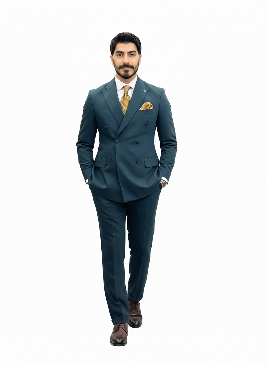 Green Double-Breasted Suit