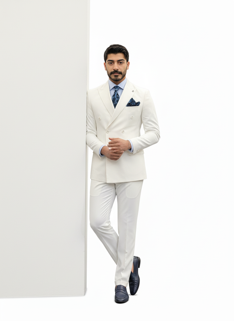 White Double-Breasted Suit