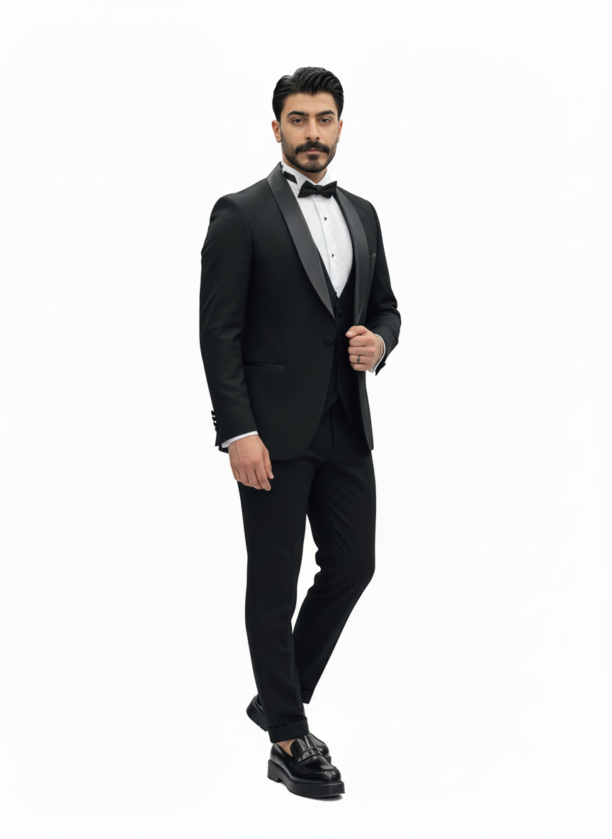 Classic Black 3-Piece Shawl Lapel Tuxedo