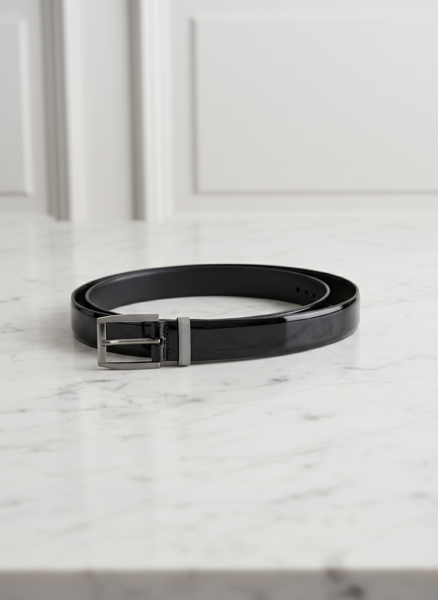 Black Patent Leather Formal Belt