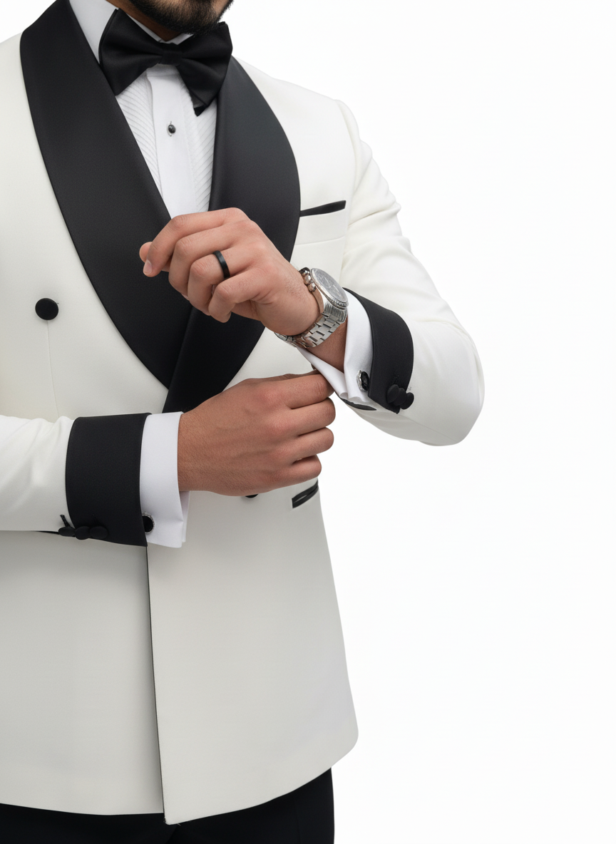 White Double-Breasted Tuxedo