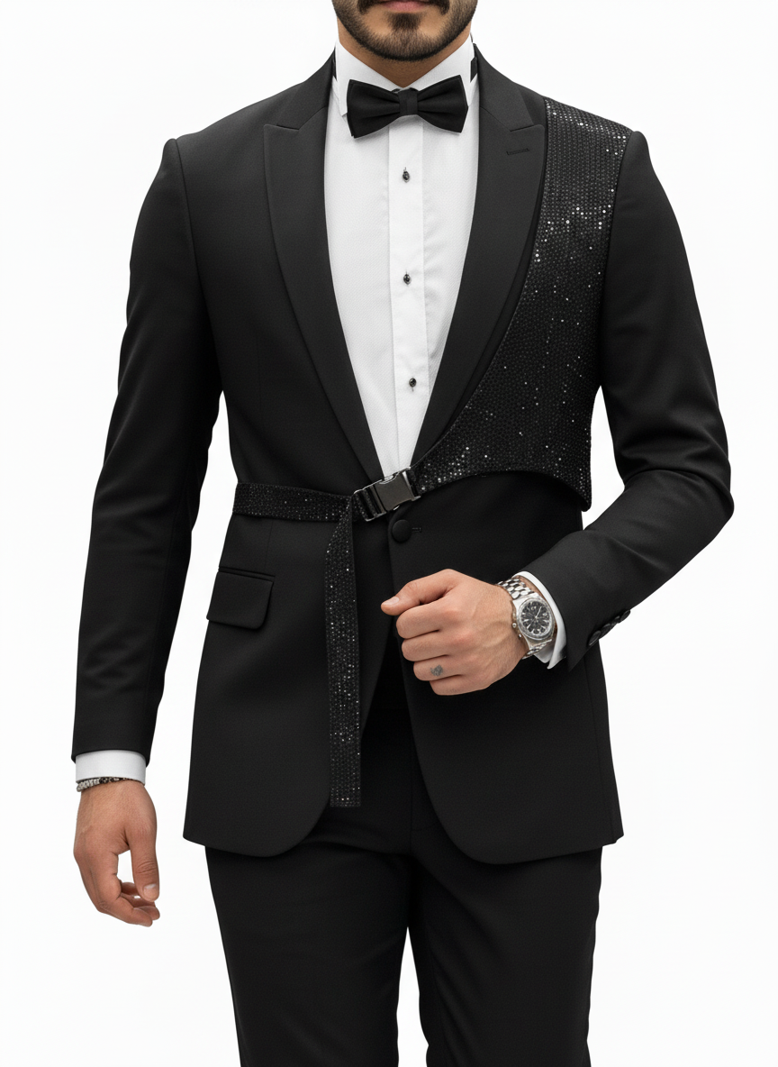Black & Suede 3 Piece suit