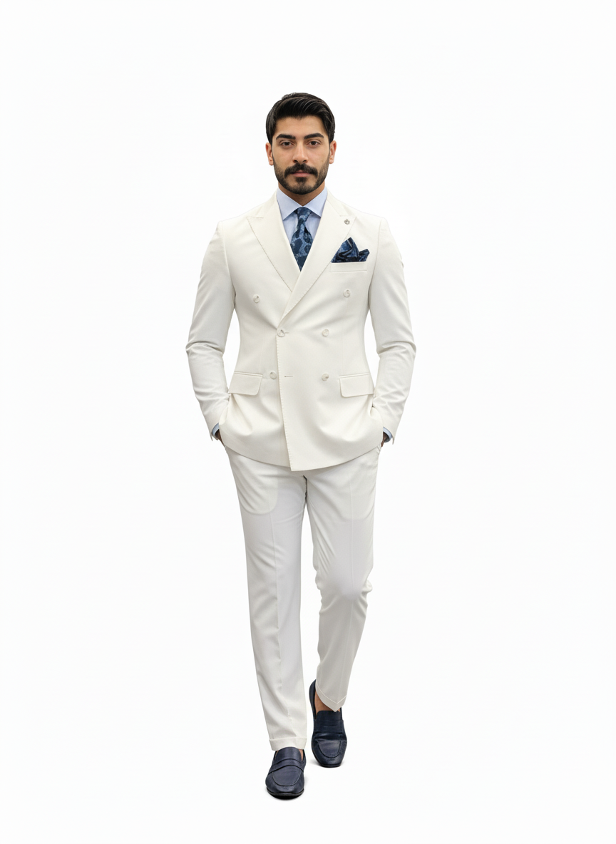 White Double-Breasted Suit