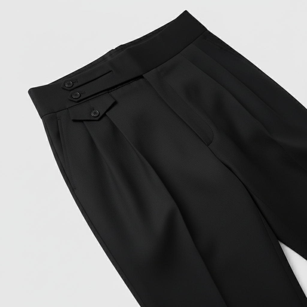 Black Pleated High Waisted Trousers