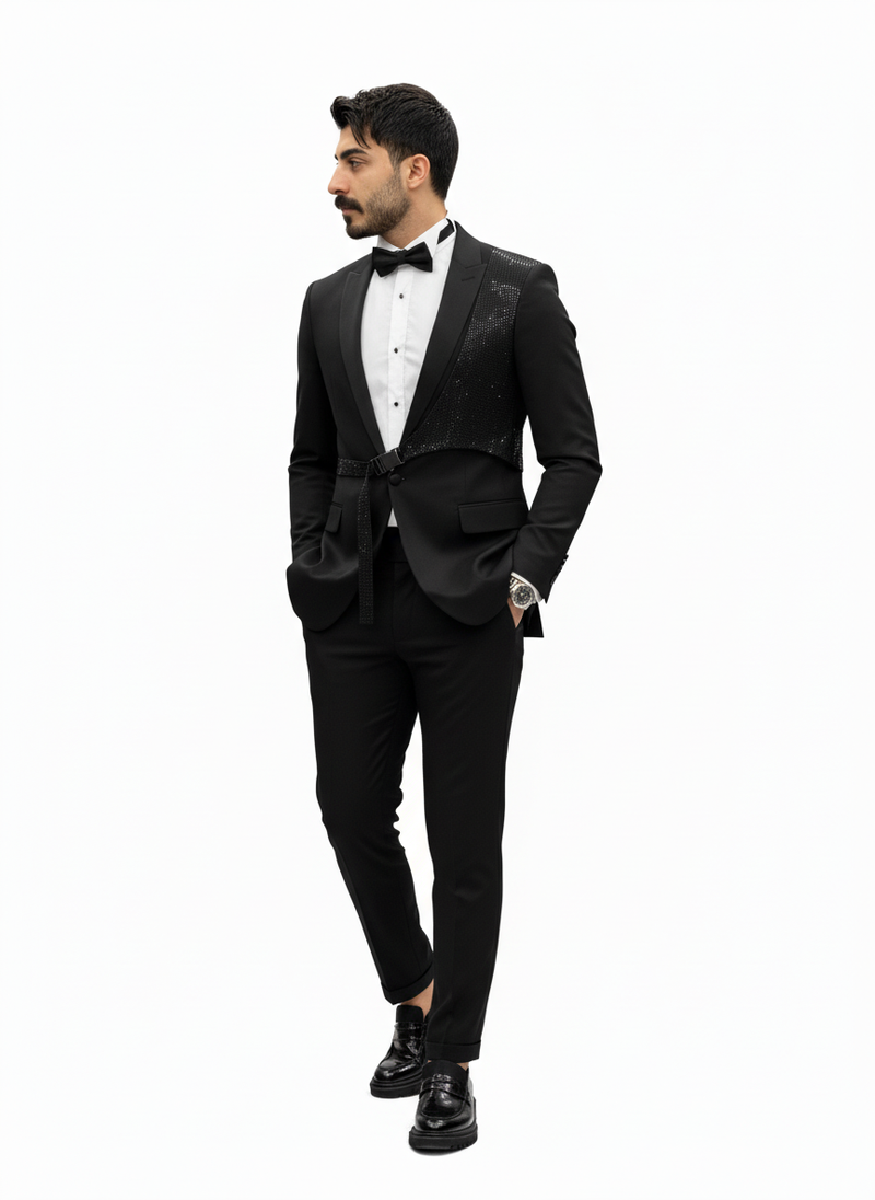 Black & Suede 3 Piece suit