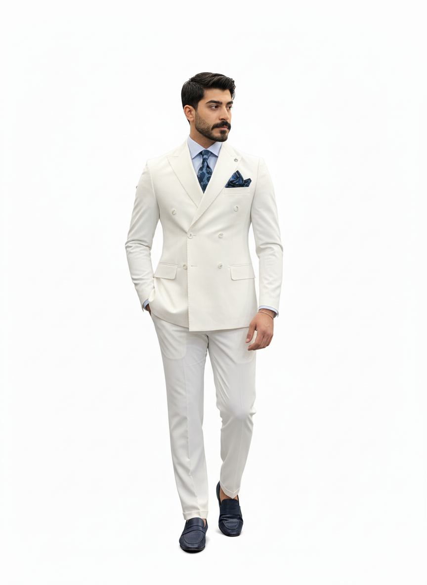 White Double-Breasted Suit