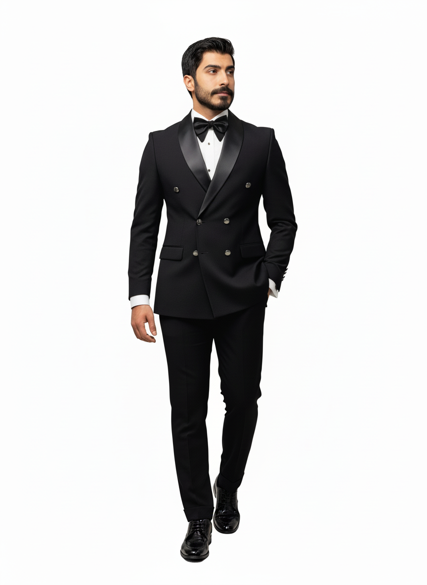 Classic Double-Breasted Black Tuxedo