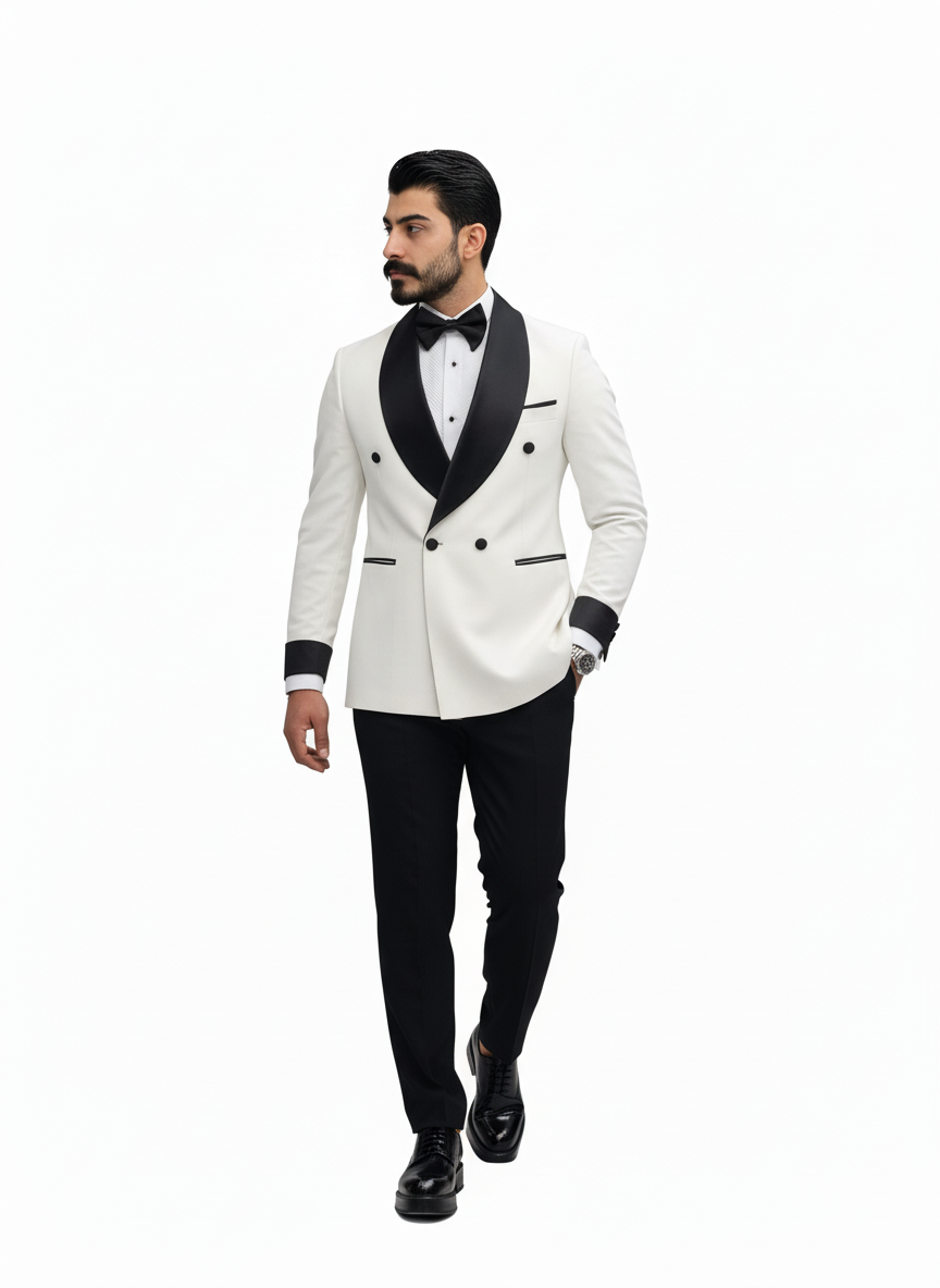 White Double-Breasted Tuxedo