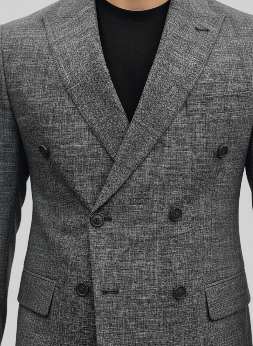 Grey & Black Double-Breasted Combination Suit