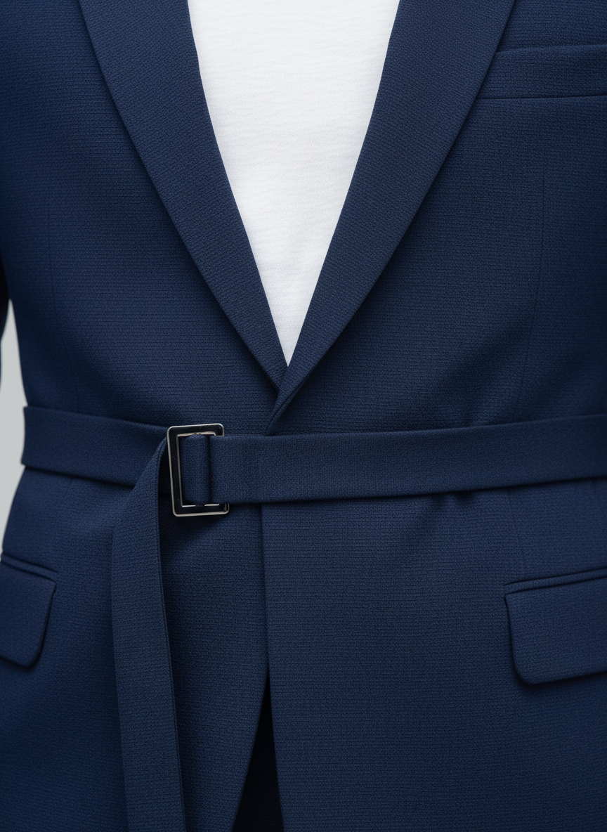 Navy Belted Modern Suit