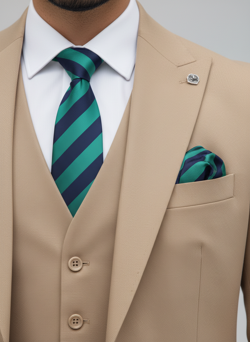 Beige 3-Piece Formal Suit