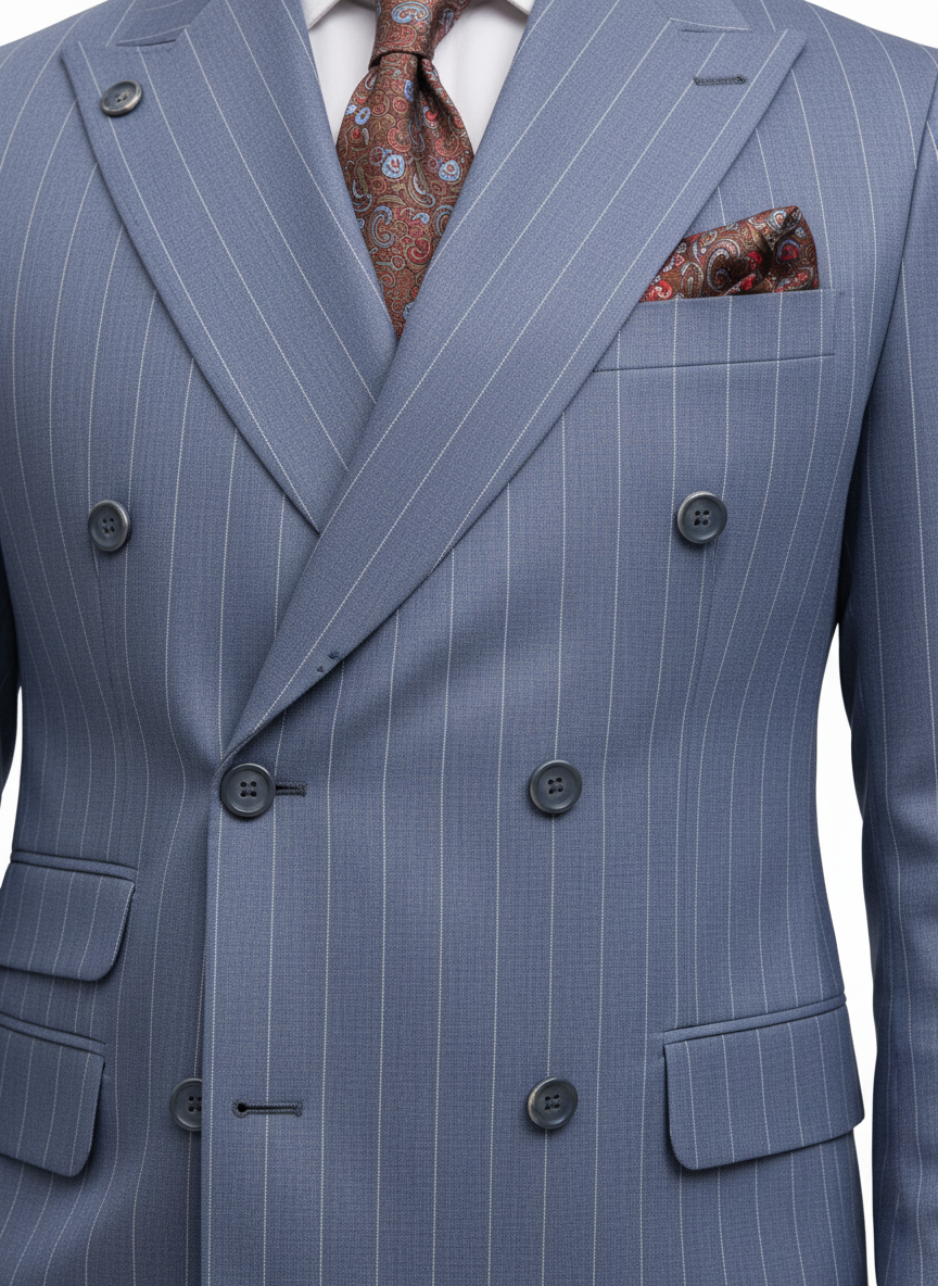 Light Blue Pinstripe Double-Breasted Suit