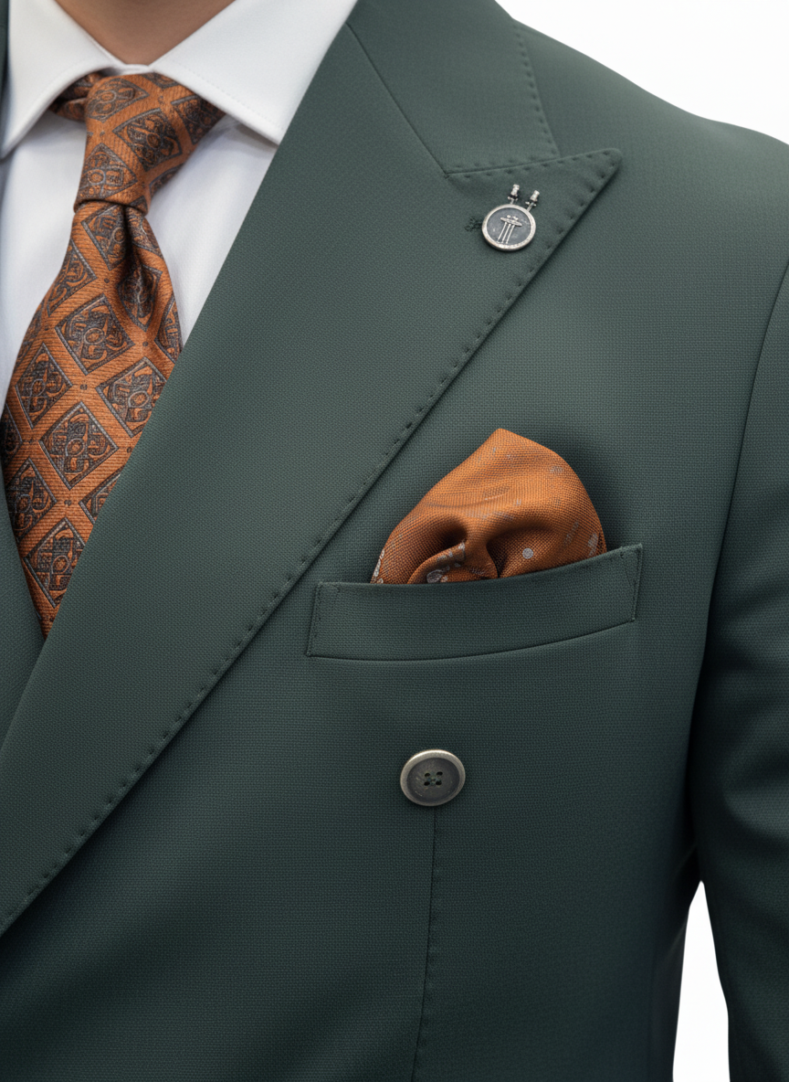Sage Green & White Double-Breasted Combination Suit