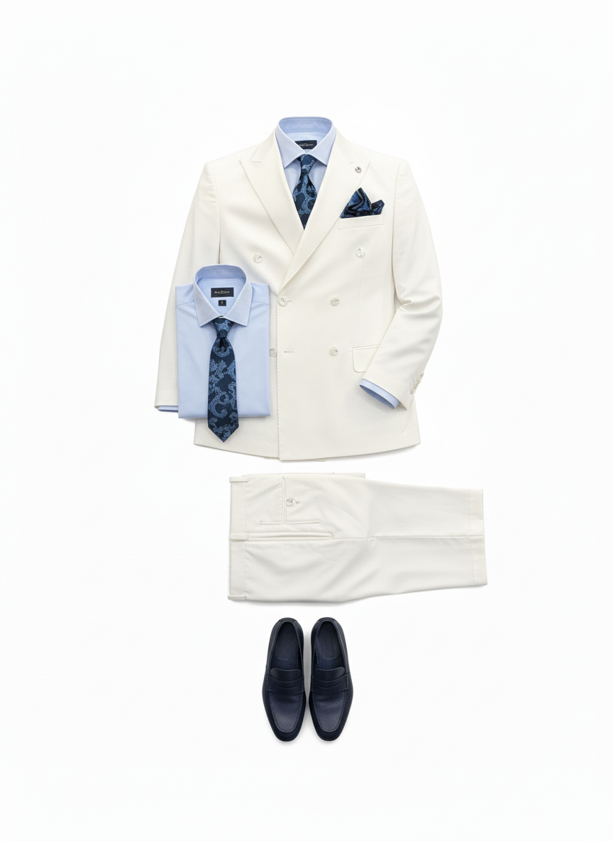 White Double-Breasted Suit