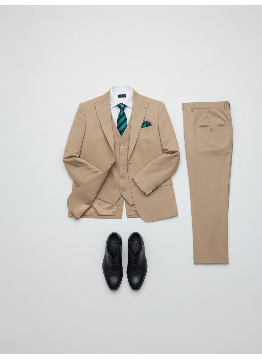 Beige 3-Piece Formal Suit
