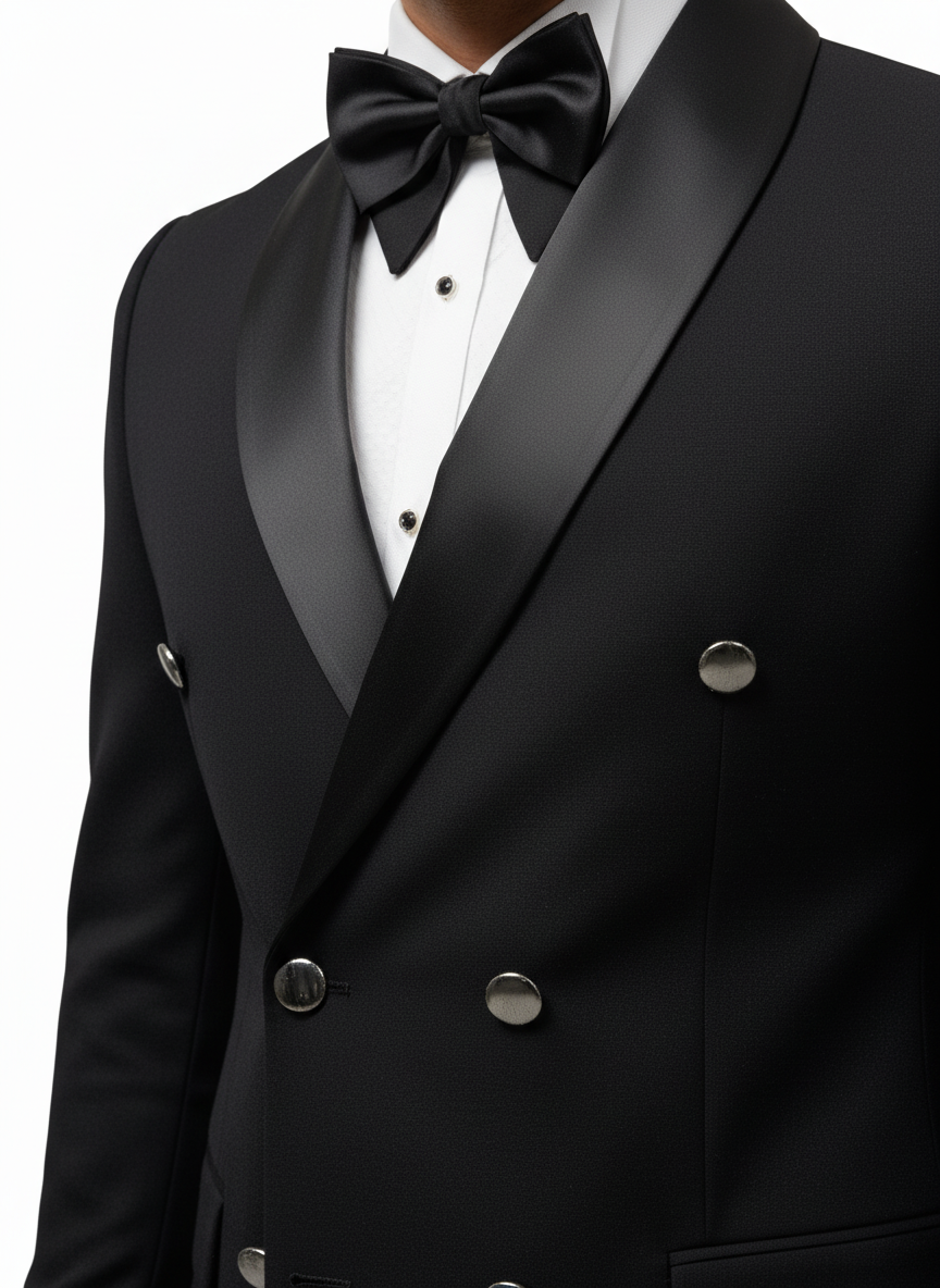 Classic Double-Breasted Black Tuxedo