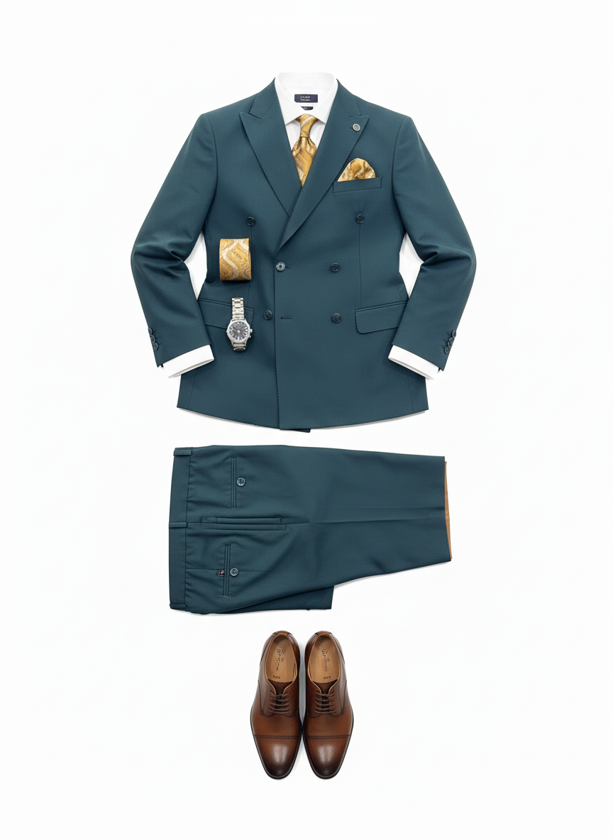 Green Double-Breasted Suit