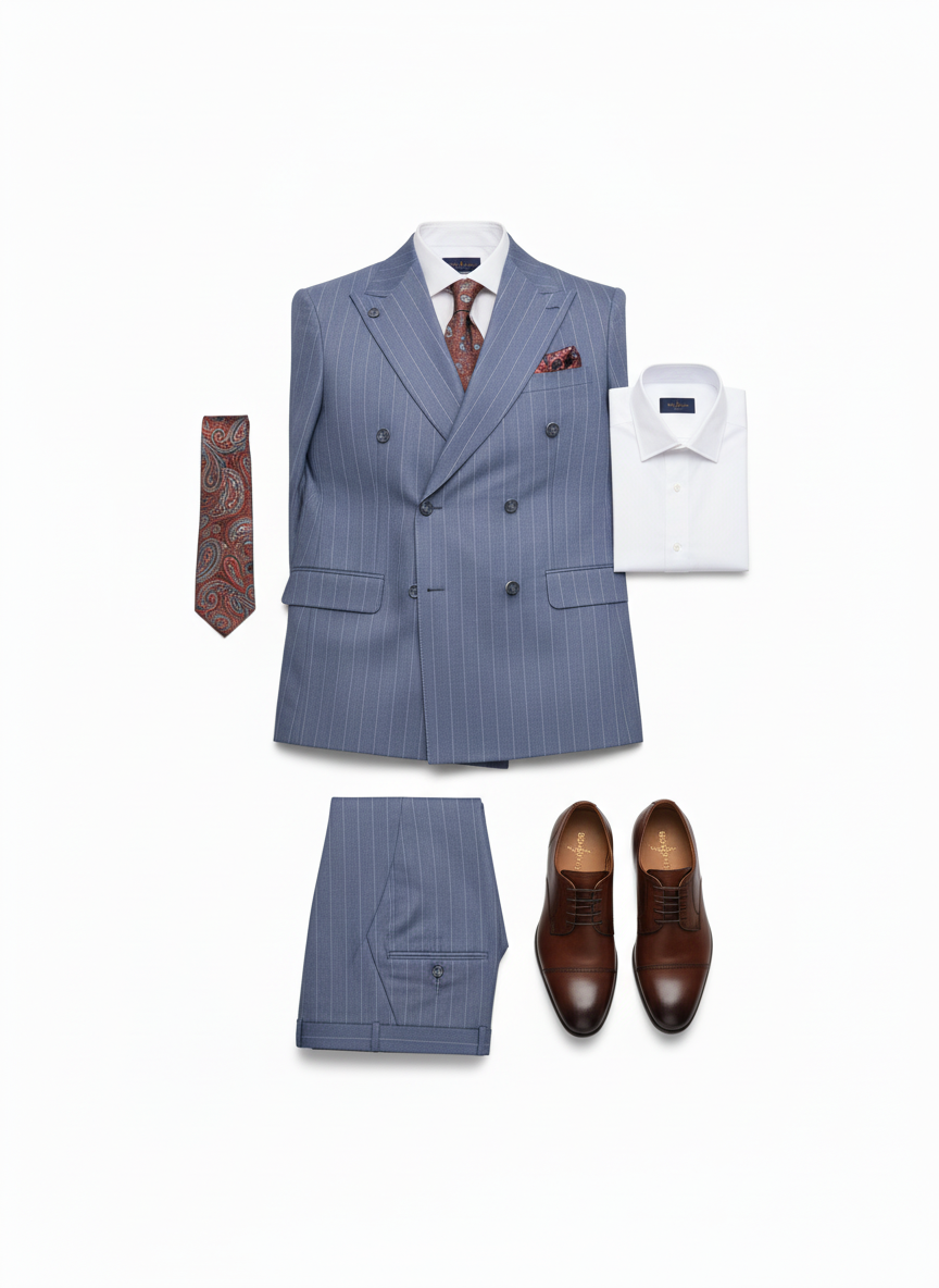 Light Blue Pinstripe Double-Breasted Suit
