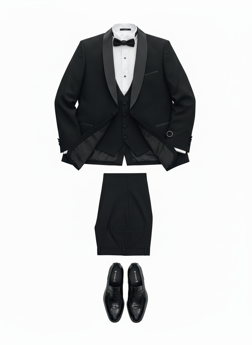 Classic Black 3-Piece Shawl Lapel Tuxedo