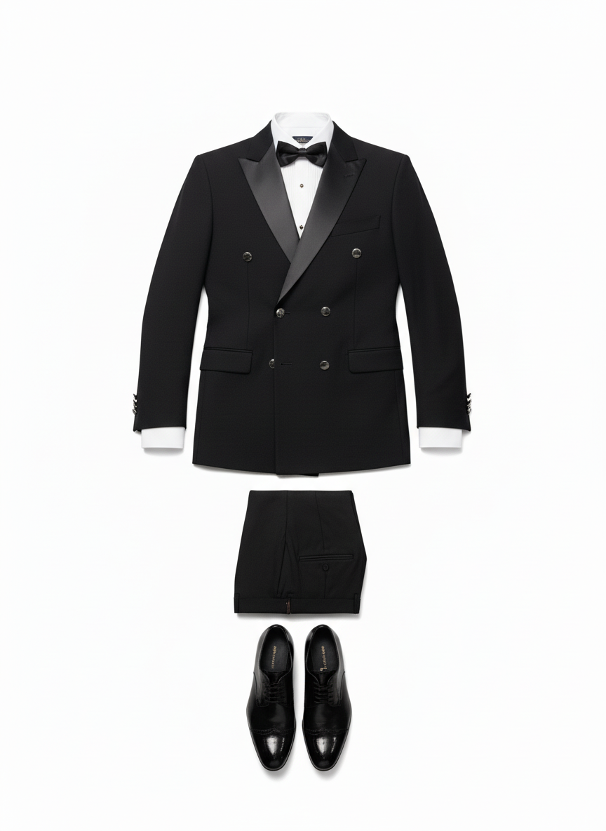 Classic Double-Breasted Black Tuxedo
