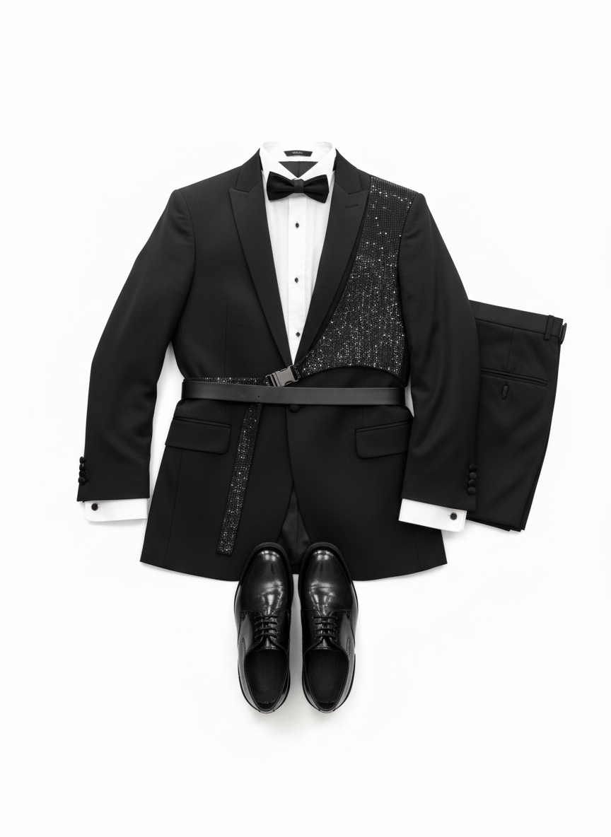 Black & Suede 3 Piece suit