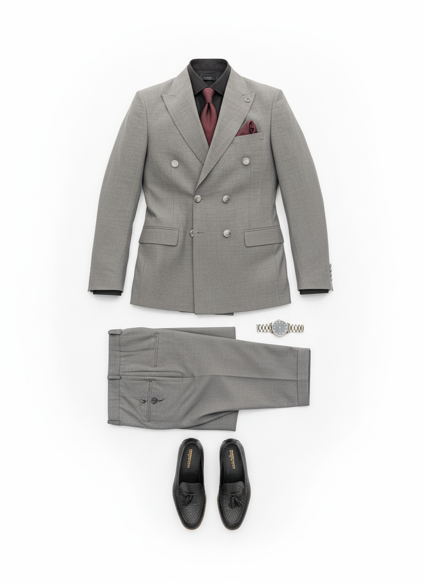 Grey Double-Breasted Suit