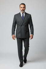 Grey Pinstripe Double-Breasted Suit